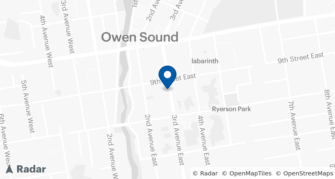 Carte de l'emplacement de Dairy Queen:: 888 3rd Ave E, Owen Sound, ON, N4K 2K5